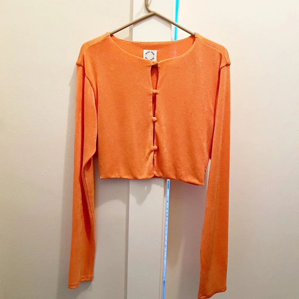 With Jean Cropped Carrie Cardigan XL Orange Melon Blogger Fave Trendy Balletcore